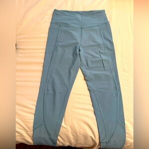 Steel blue/turquoise workout legging with pocket